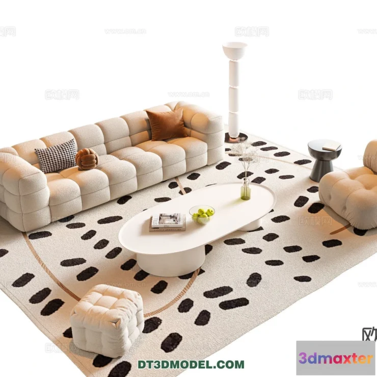1367032 - Sofa 3D Model with Cream Color - Furniture 3DS Max - 070 3D Max