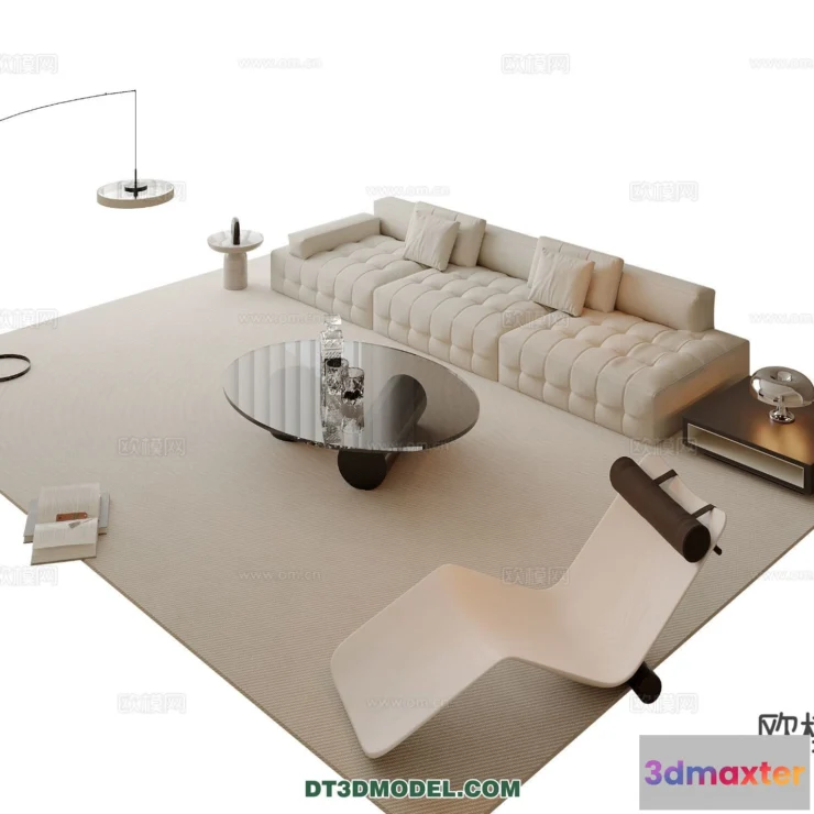 1367230 - Sofa 3D Model with Cream Color - Furniture 3DS Max - 073 3D Max