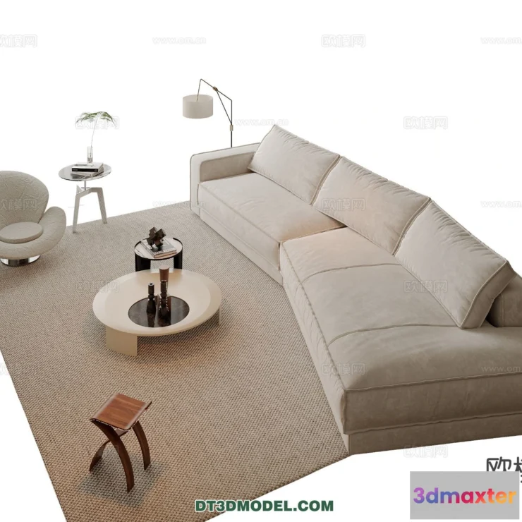 1367373 - Sofa 3D Model with Cream Color - Furniture 3DS Max - 075 3D Max