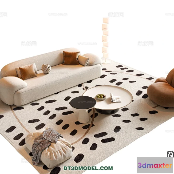 1367735 - Sofa 3D Model with Cream Color - Furniture 3DS Max - 080 3D Max