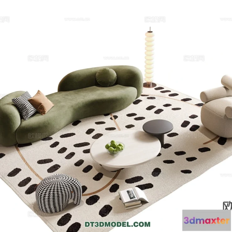 1367802 - Sofa 3D Model with Cream Color - Furniture 3DS Max - 081 3D Max
