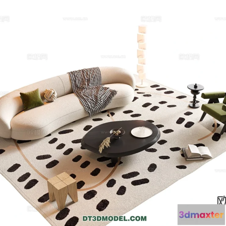 1367874 - Sofa 3D Model with Cream Color - Furniture 3DS Max - 082 3D Max