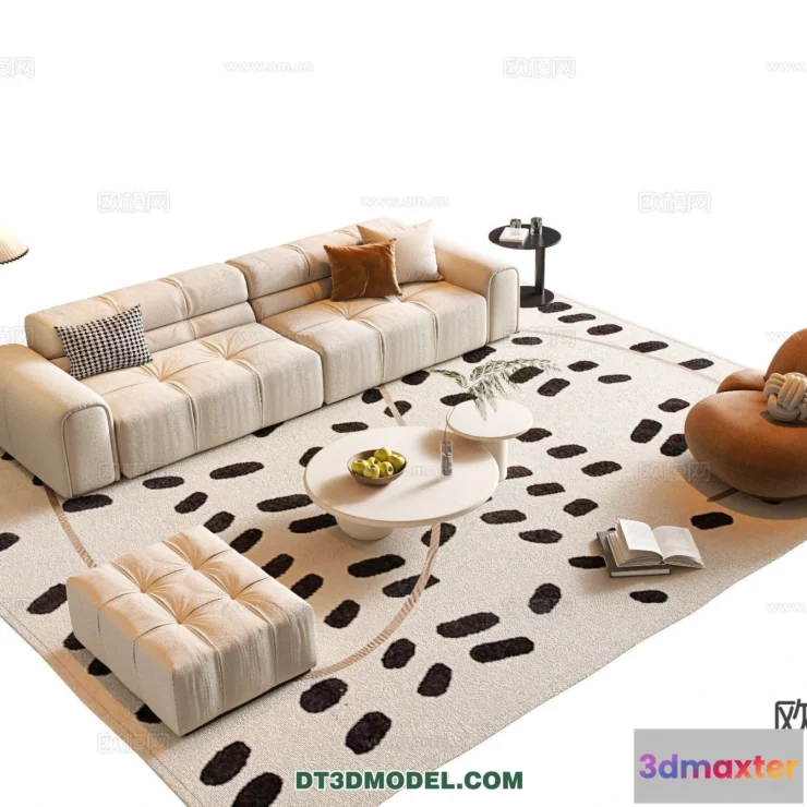 1368019 - Sofa 3D Model with Cream Color - Furniture 3DS Max - 084 3D Max