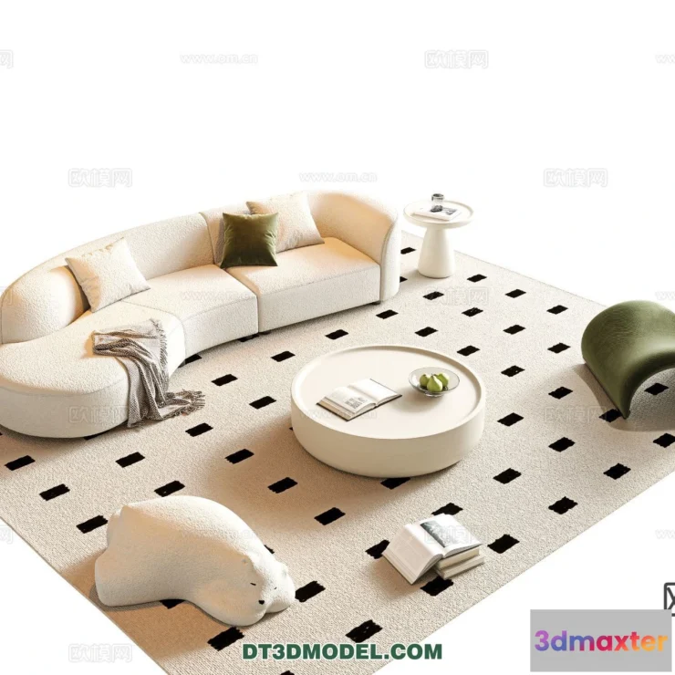 1368289 - Sofa 3D Model with Cream Color - Furniture 3DS Max - 088 3D Max