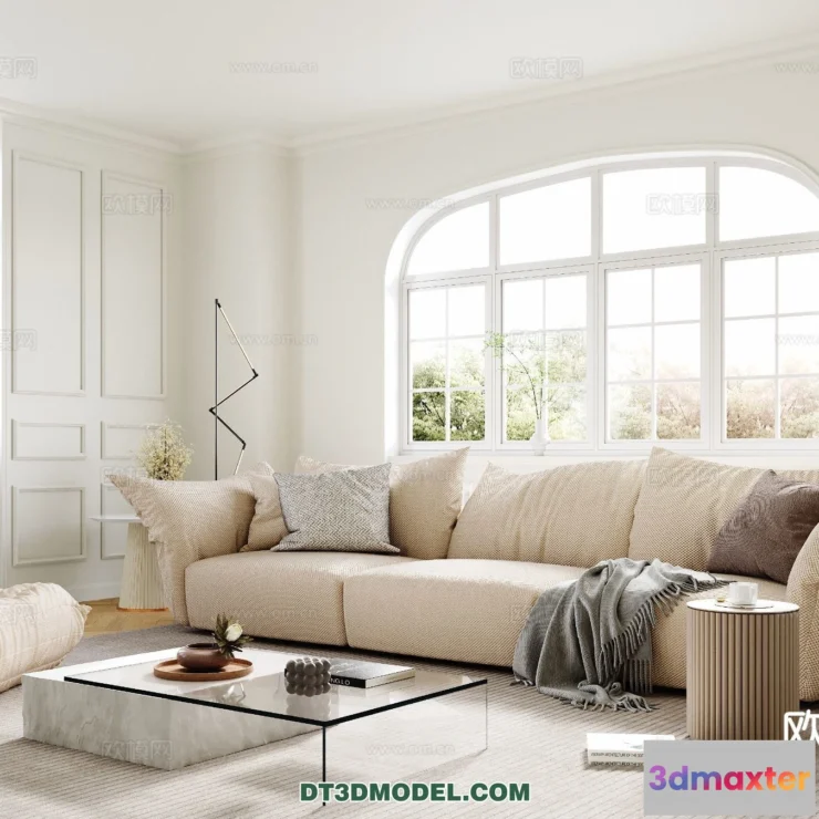 1368896 - Sofa 3D Model with Cream Color - Furniture 3DS Max - 097 3D Max