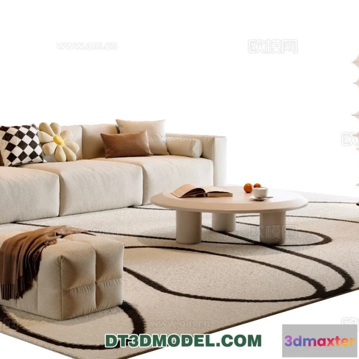 1369230 - Sofa 3D Model with Cream Color - Furniture 3DS Max - 102 3D Max