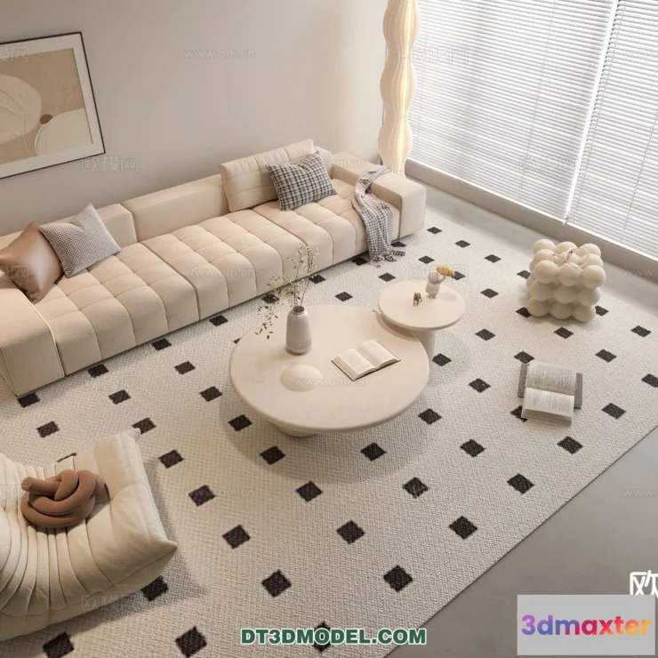 1369384 - Sofa 3D Model with Cream Color - Furniture 3DS Max - 104 3D Max