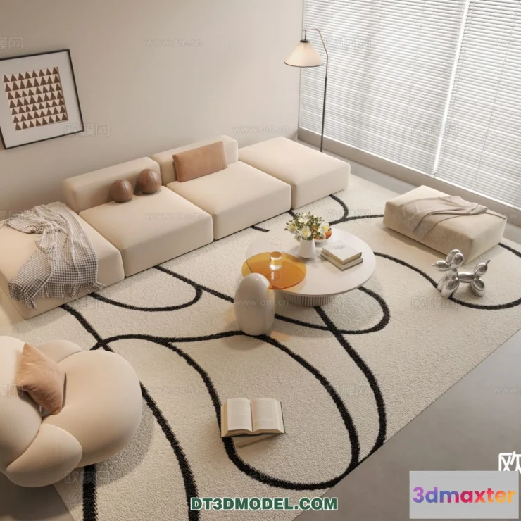 1369454 - Sofa 3D Model with Cream Color - Furniture 3DS Max - 105 3D Max