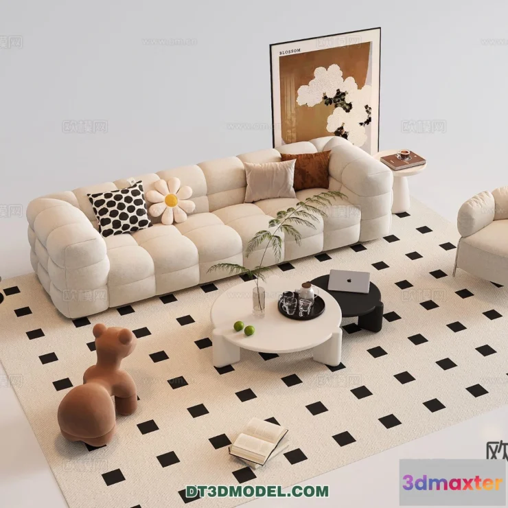 1369571 - Sofa 3D Model with Cream Color - Furniture 3DS Max - 107 3D Max