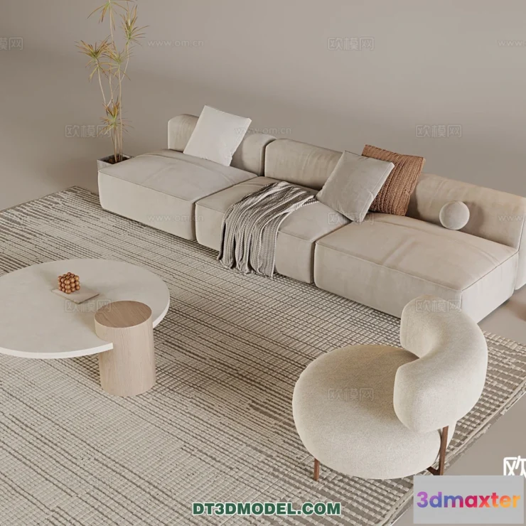 1369636 - Sofa 3D Model with Cream Color - Furniture 3DS Max - 108 3D Max