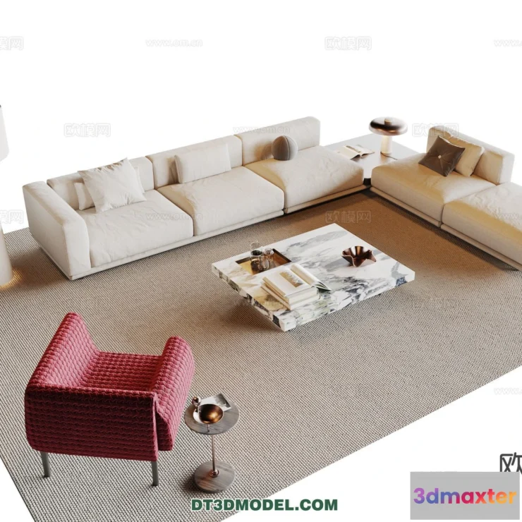 1369776 - Sofa 3D Model with Cream Color - Furniture 3DS Max - 110 3D Max