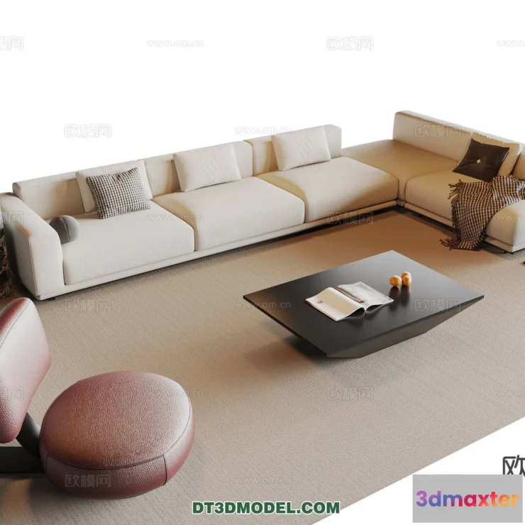 1369906 - Sofa 3D Model with Cream Color - Furniture 3DS Max - 112 3D Max