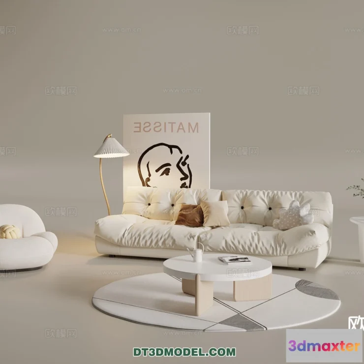 1369991 - Sofa 3D Model with Cream Color - Furniture 3DS Max - 113 3D Max