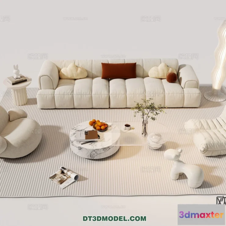 1370147 - Sofa 3D Model with Cream Color - Furniture 3DS Max - 115 3D Max