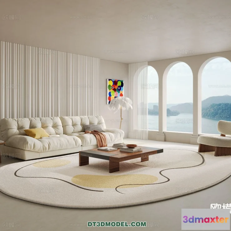 1370210 - Sofa 3D Model with Cream Color - Furniture 3DS Max - 116 3D Max