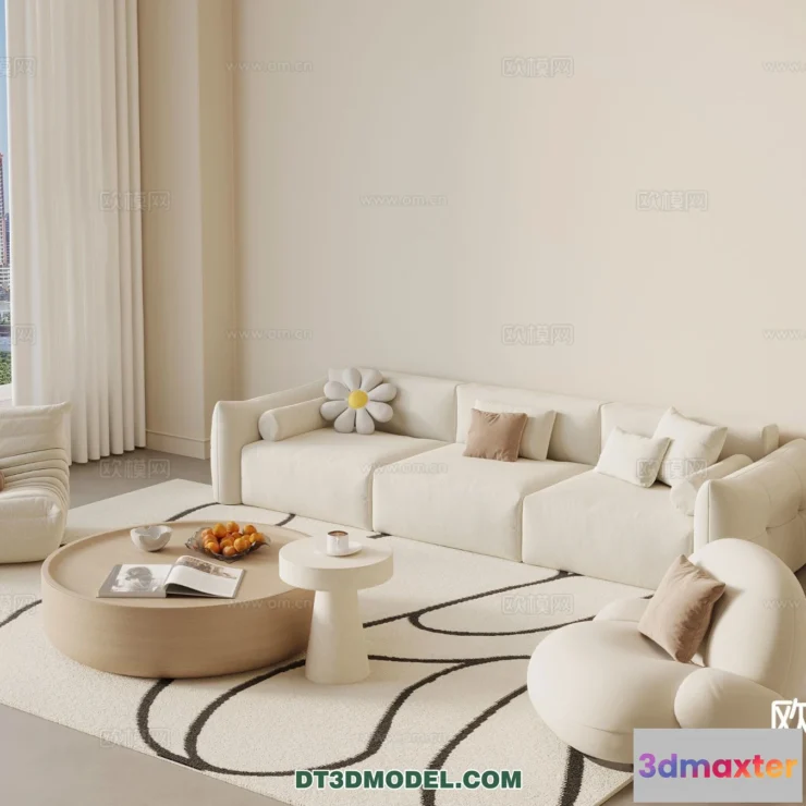 1370276 - Sofa 3D Model with Cream Color - Furniture 3DS Max - 117 3D Max