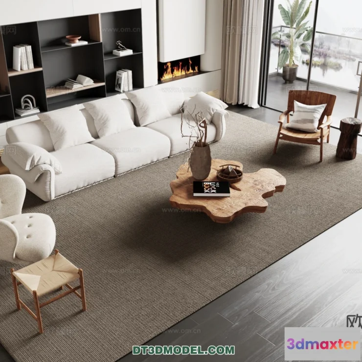 1370552 - Sofa 3D Model with Cream Color - Furniture 3DS Max - 121 3D Max