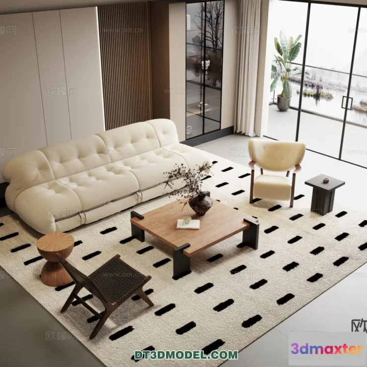 1370616 - Sofa 3D Model with Cream Color - Furniture 3DS Max - 122 3D Max