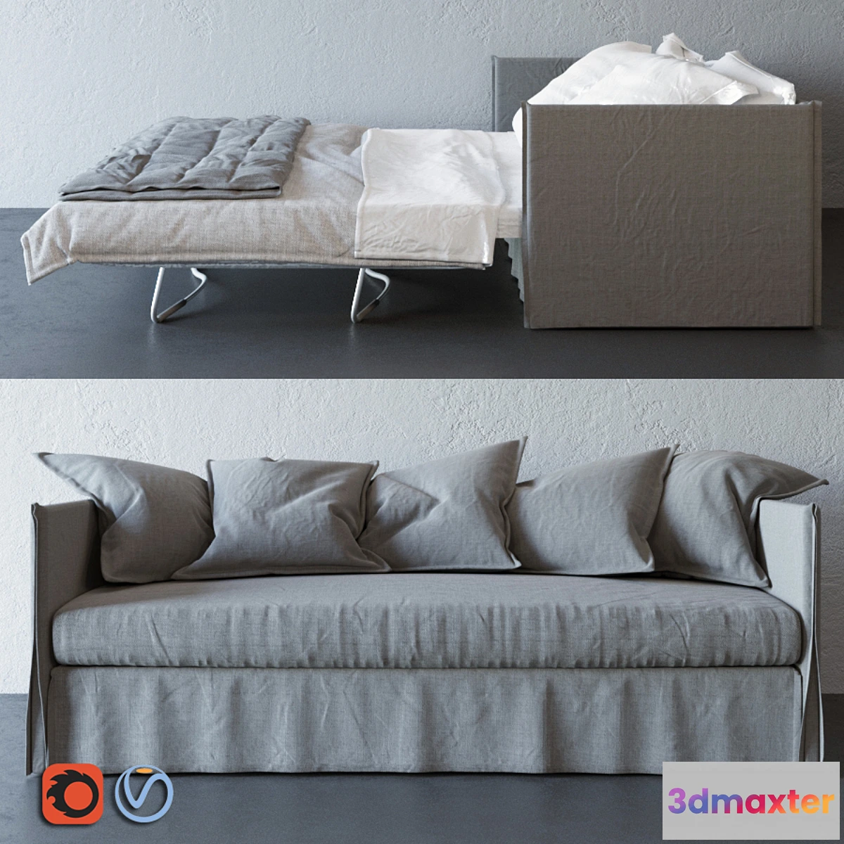 1393978 - Double sofa Fox 2 Meridiani 3D Max