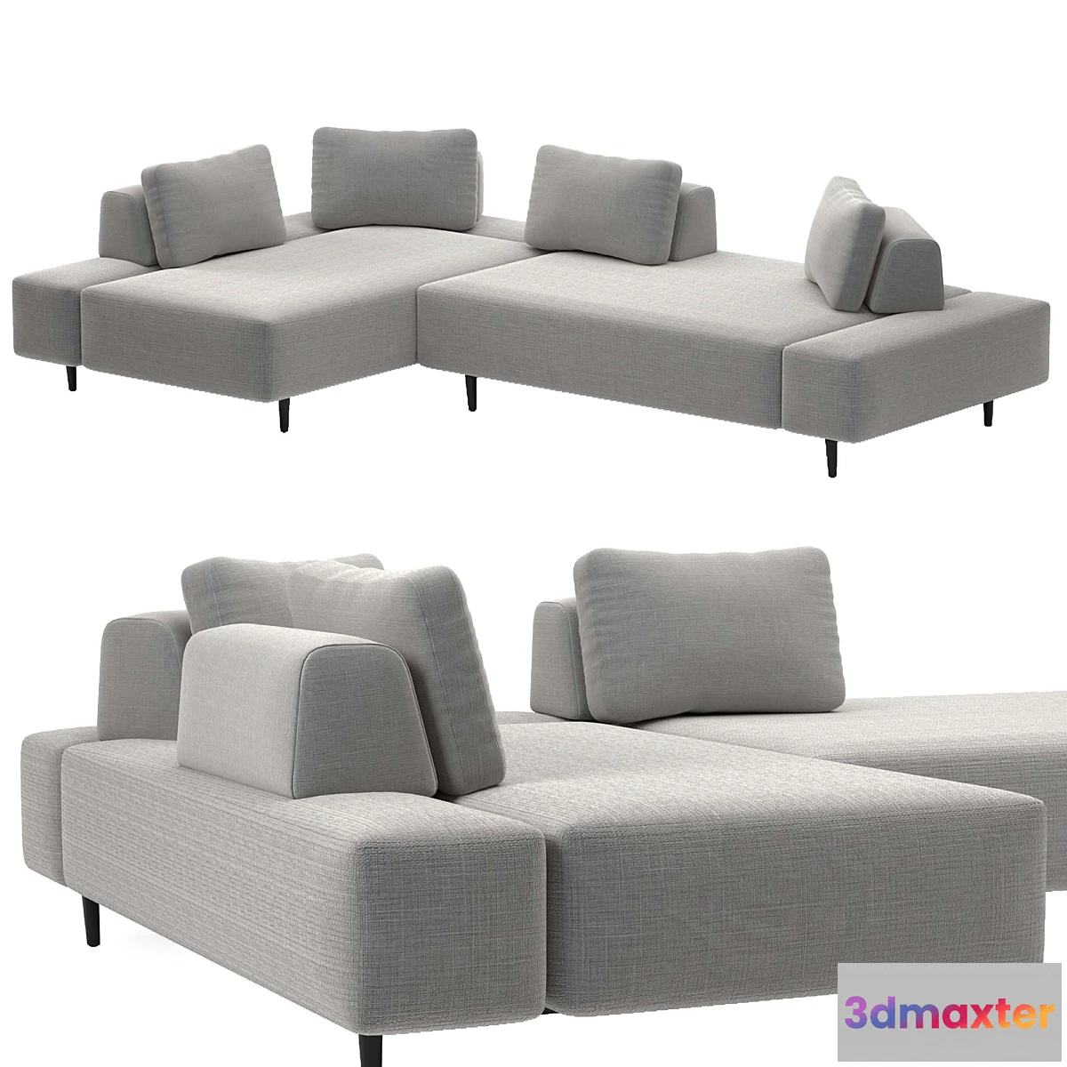 1396170 - Divan mist gray left sectional sofa 3D Max