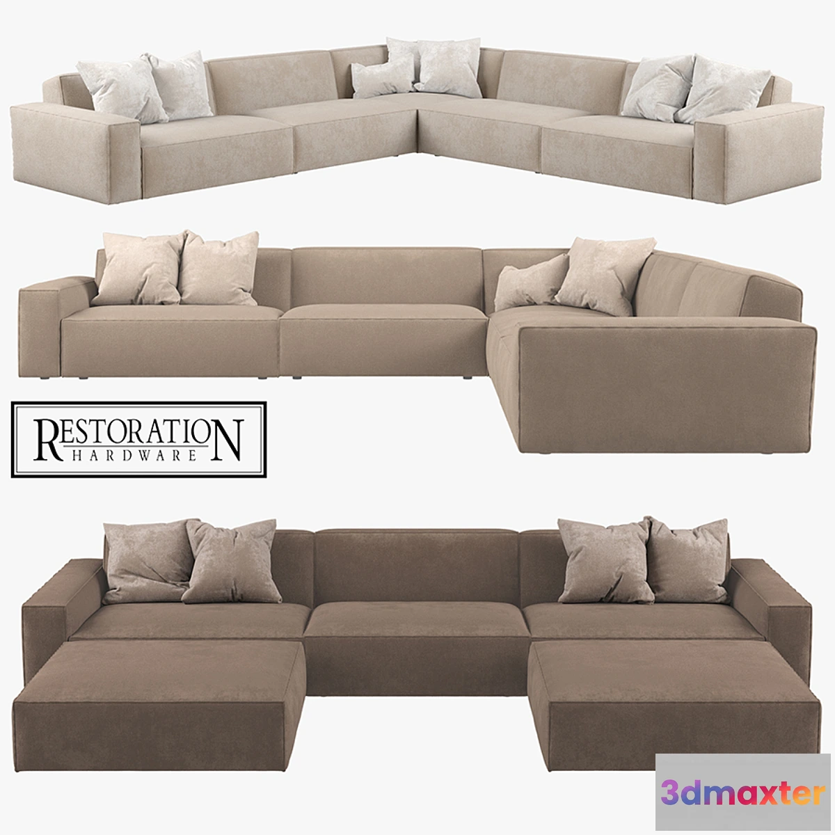 1398870 - Restoration Hardware - Como Modular Fabric Sofas 3D Max