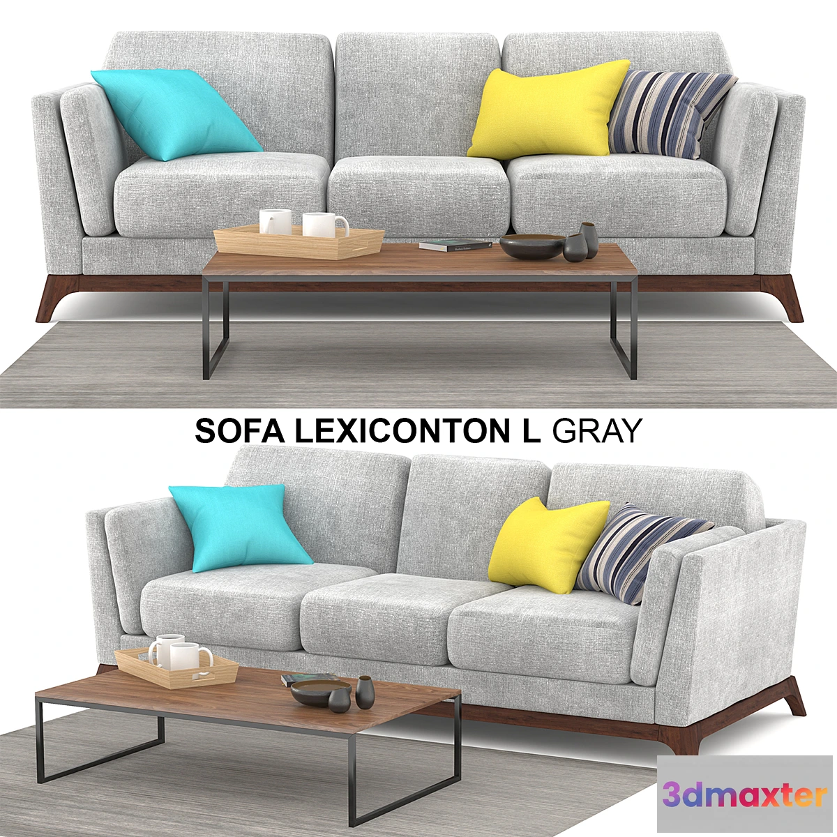 1402510 - Sofa Lexiconton L GRAY 3-seater 3D Max