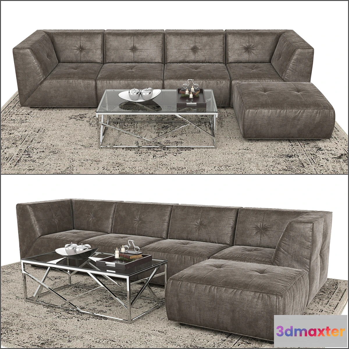 1408518 - Divani Casa Sectional Sofa and Ottoman. 3D Max