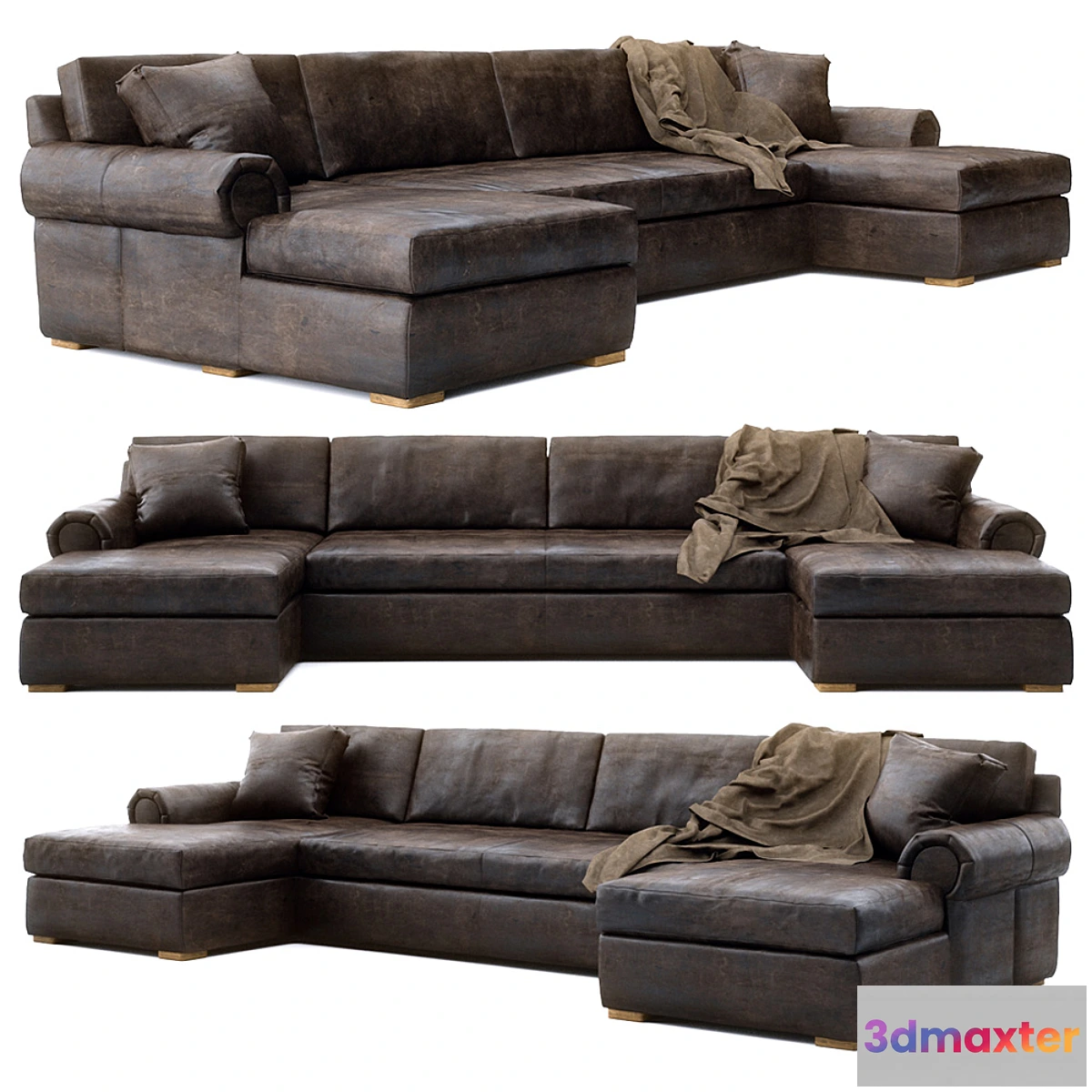 1408562 - RH Lancaster leather u-chaise sectional 3D Max