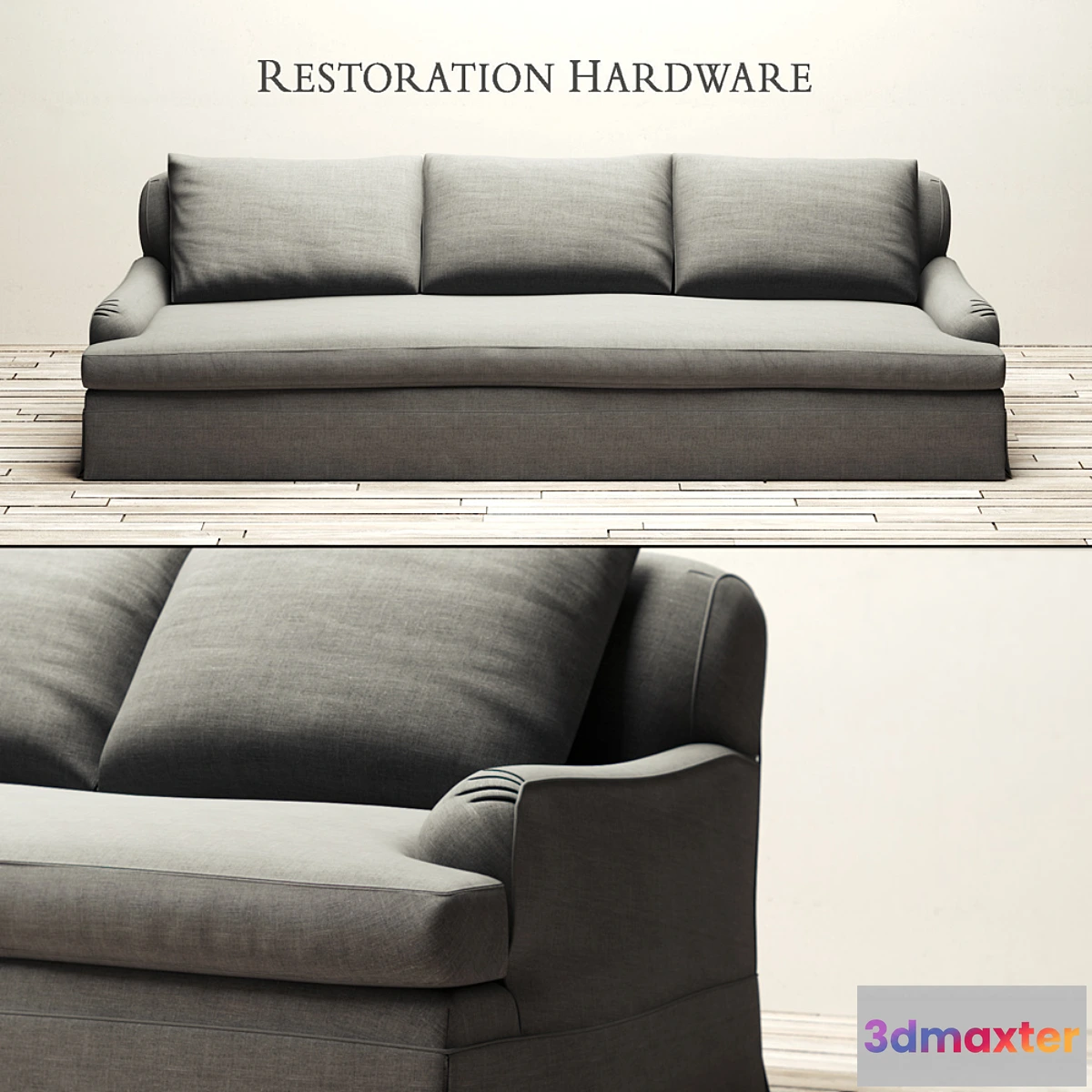 1411814 - RH _ BELGIAN CLASSIC ROLL ARM SLIPCOVERED SOFA 3D Max