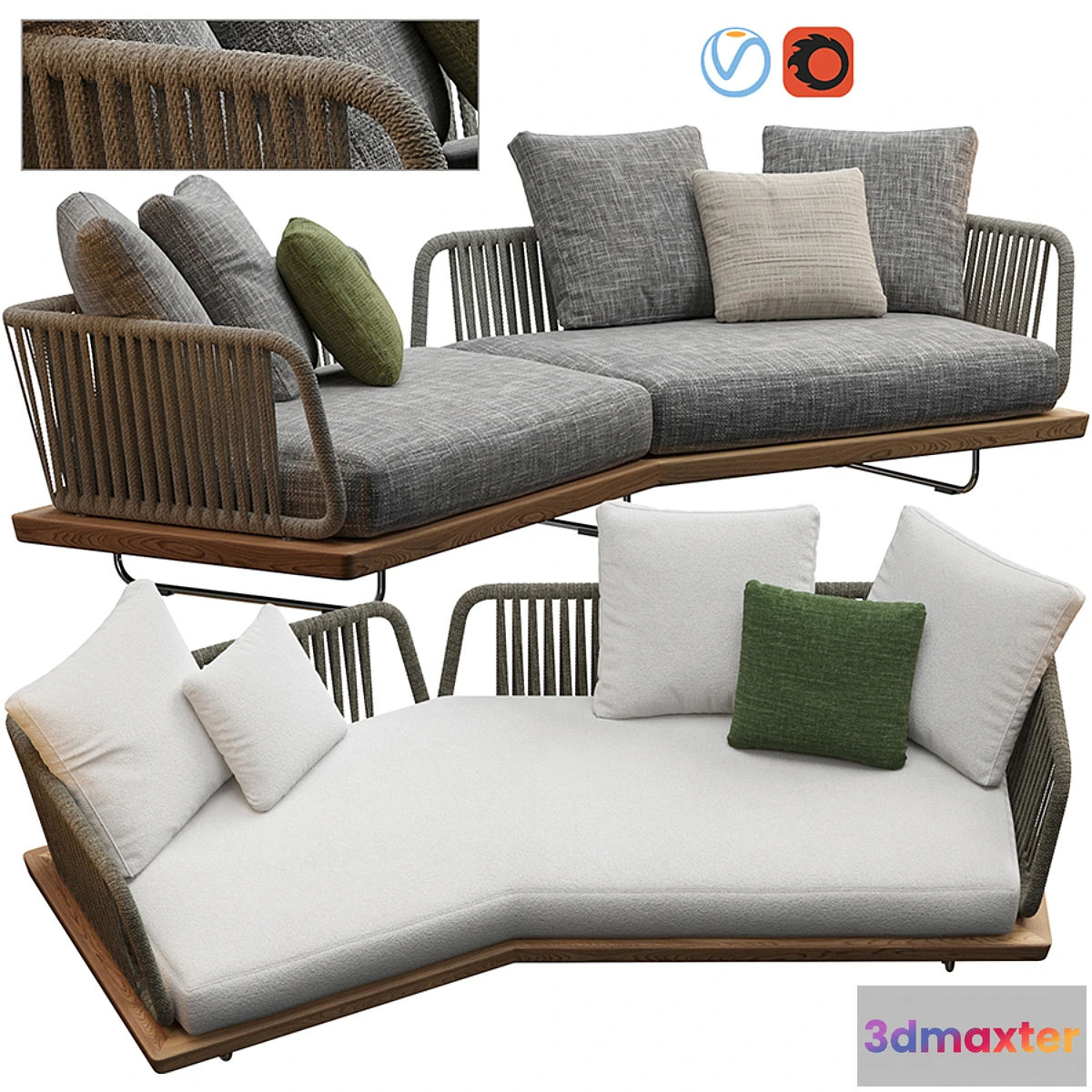 1412632 - Sunray sofa Minotti outdoor 3D Max