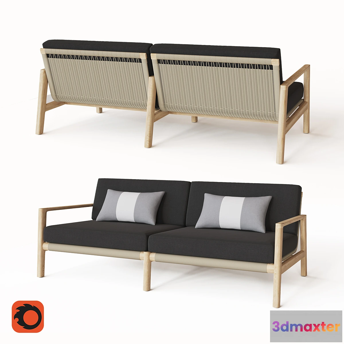 1412884 - 72 MESA TEAK SOFA 3D Max