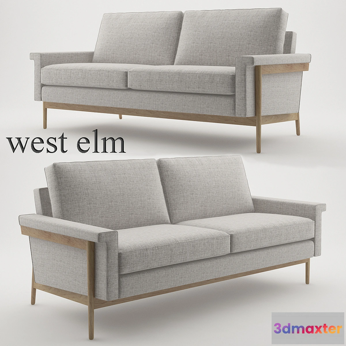 1414786 - Leon Wood Frame Loveseat (68 “) - West Elm 3D Max