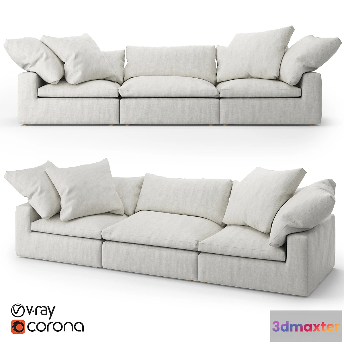 1419170 - Restoration Hardware Cloud Modular Fabric Sofa 3D Max