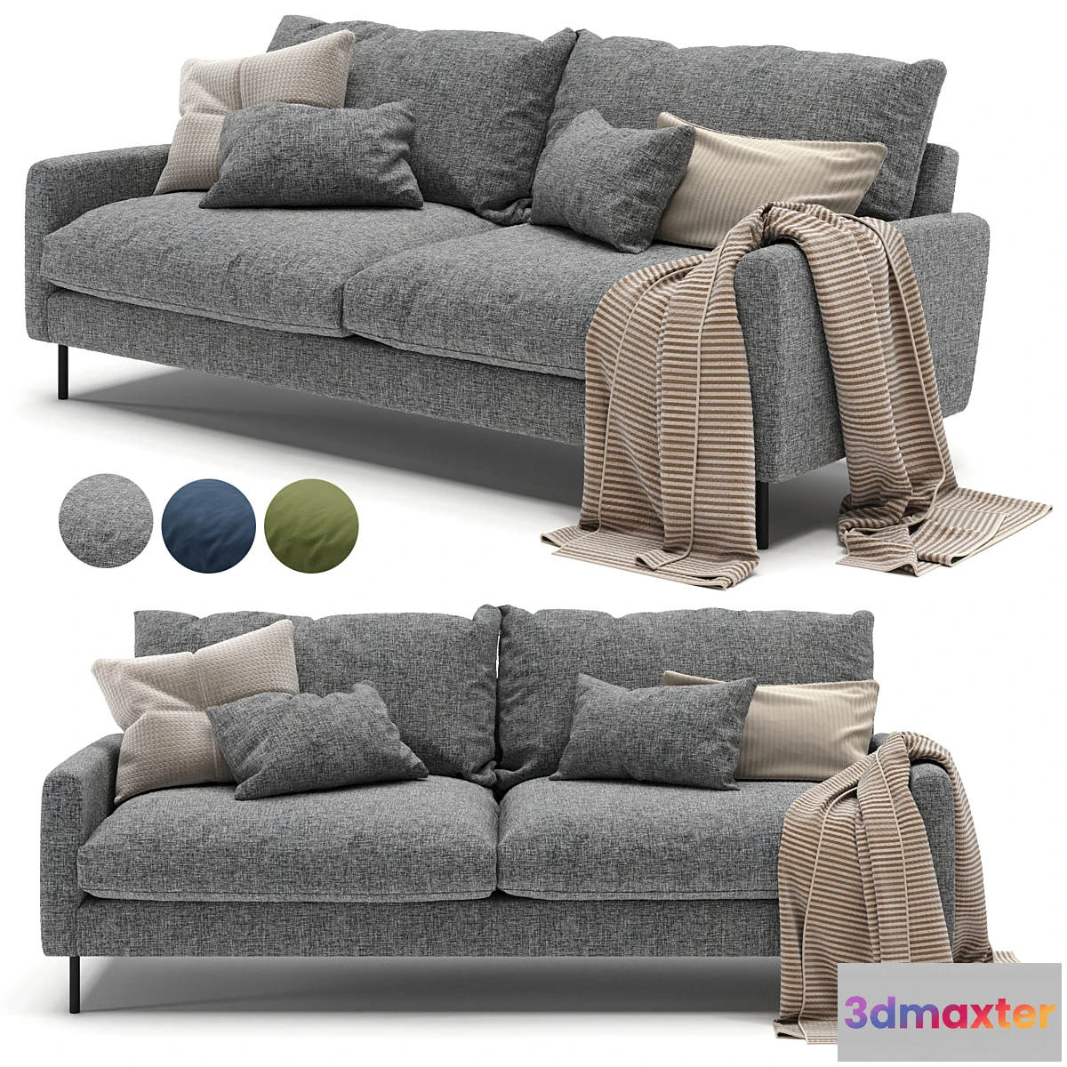 1425578 - MADE Russo 3 Seater Sofa in 3 colors 3D Max