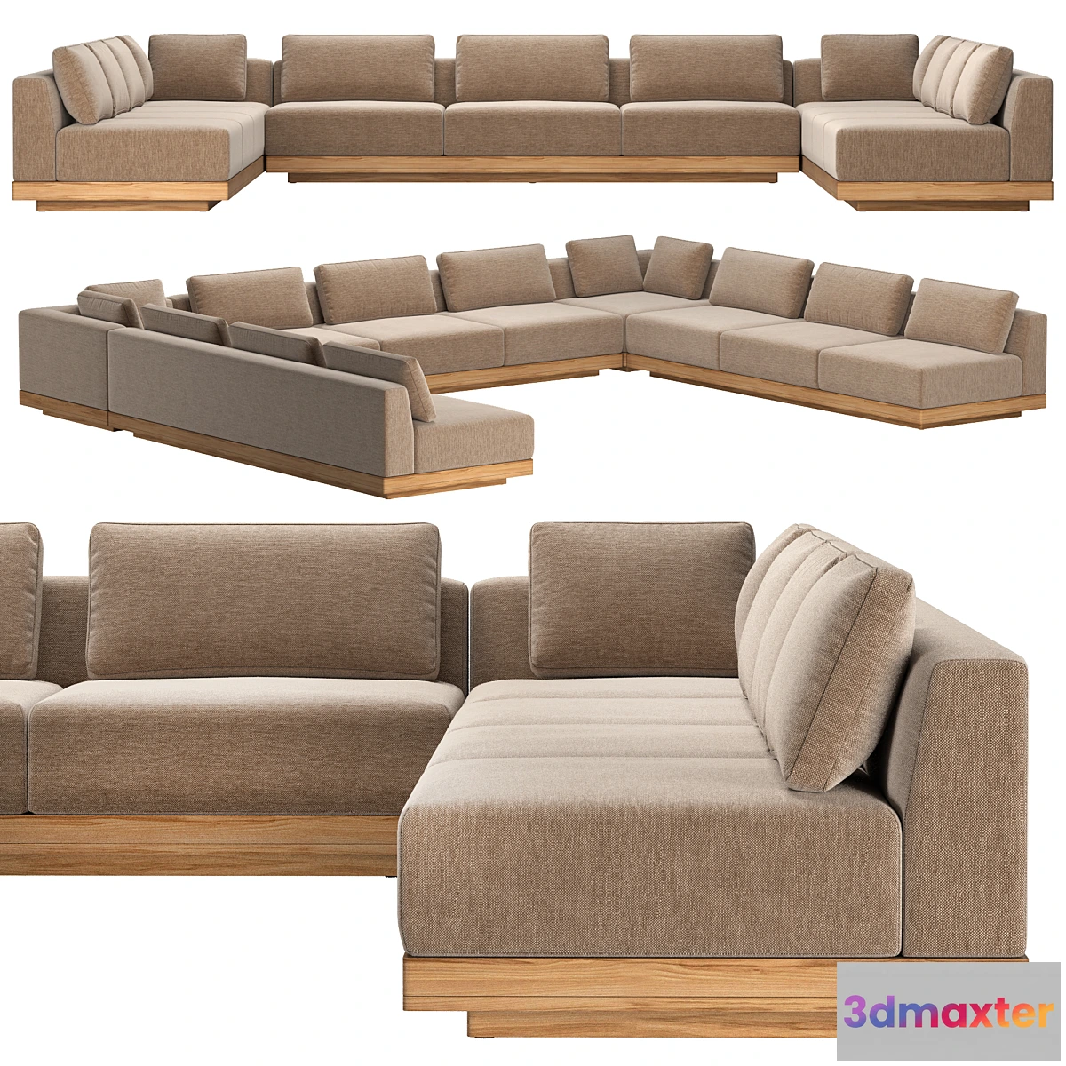 1430180 - SANTOS TEAK MODULAR U-SOFA SECTIONAL 3D Max