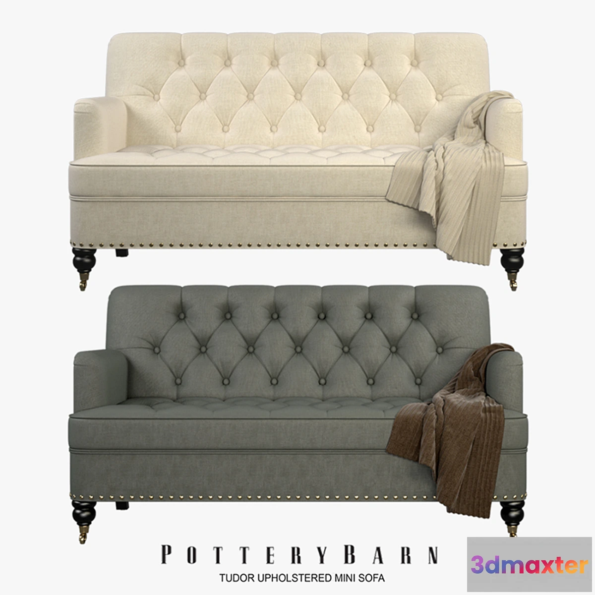 1430804 - Pottery Barn - Tudor Upholstered Mini Sofa 3D Max