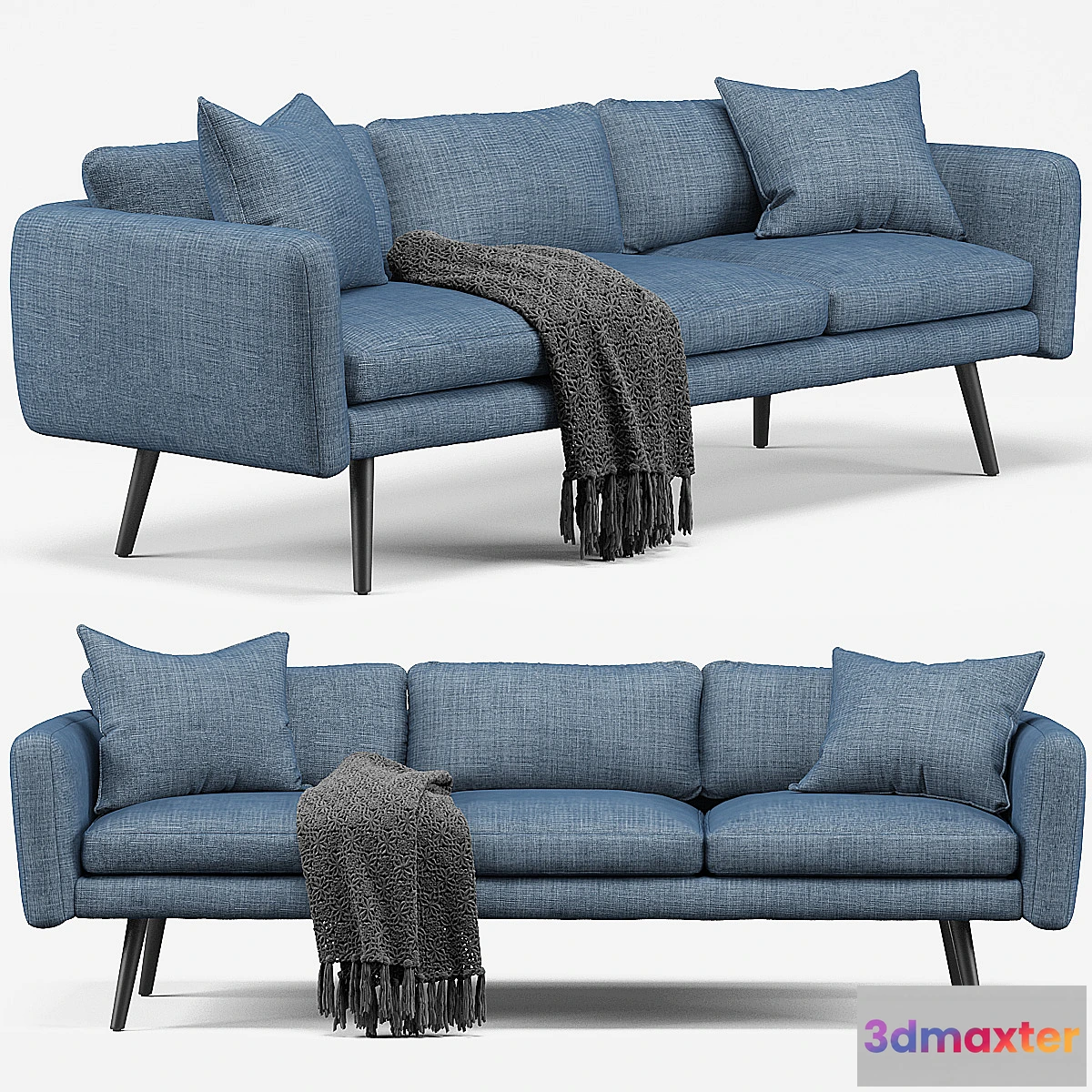 1432838 - Modani Kelvin Blue 3 Seater Sofa 3D Max