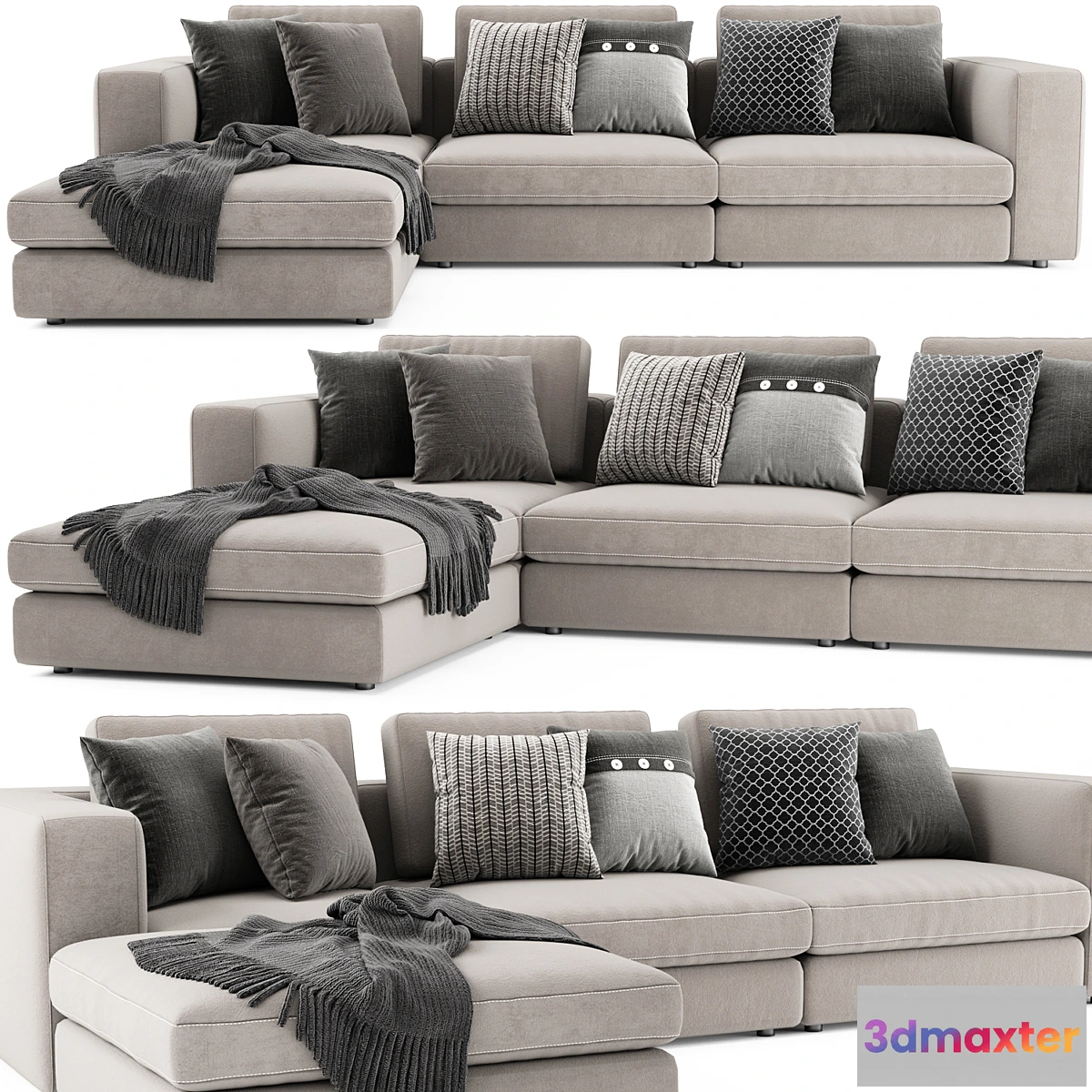 1437072 - Blanche Soho Sectional With Ottoman 3D Max