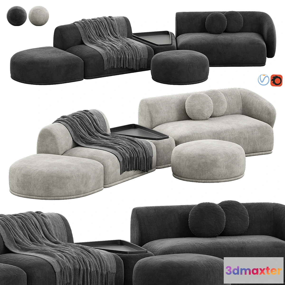 1438320 - Rene Sofa by Meridiani Set 5 3D Max