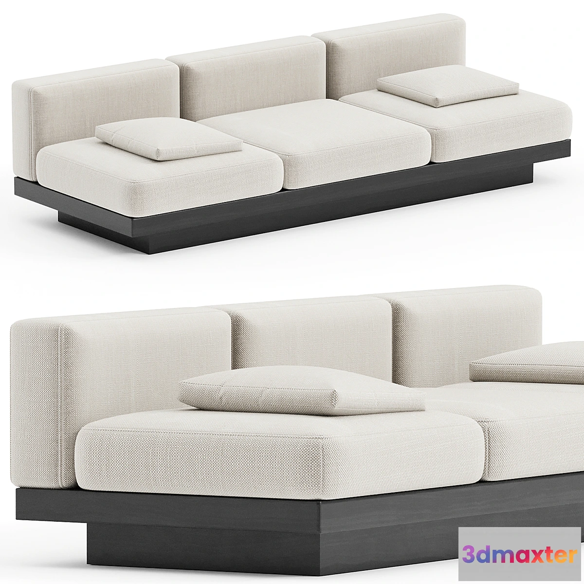 1440478 - BENCH THREE SEATER BONE - BLACK INDOOR RUDOLPH 3D Max