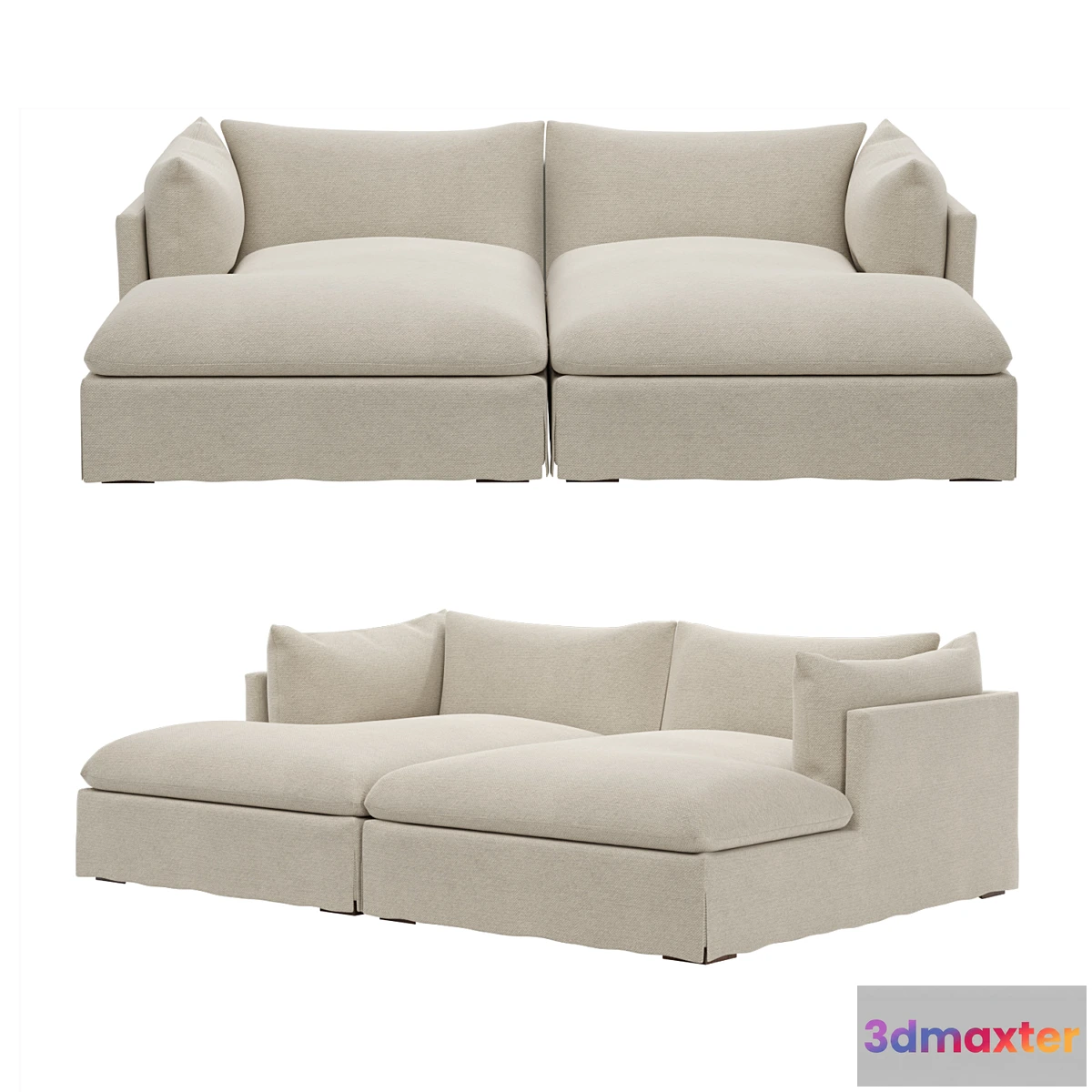1440694 - Four Hands Atelier Habitat Double Chaise Sectional 3D Max