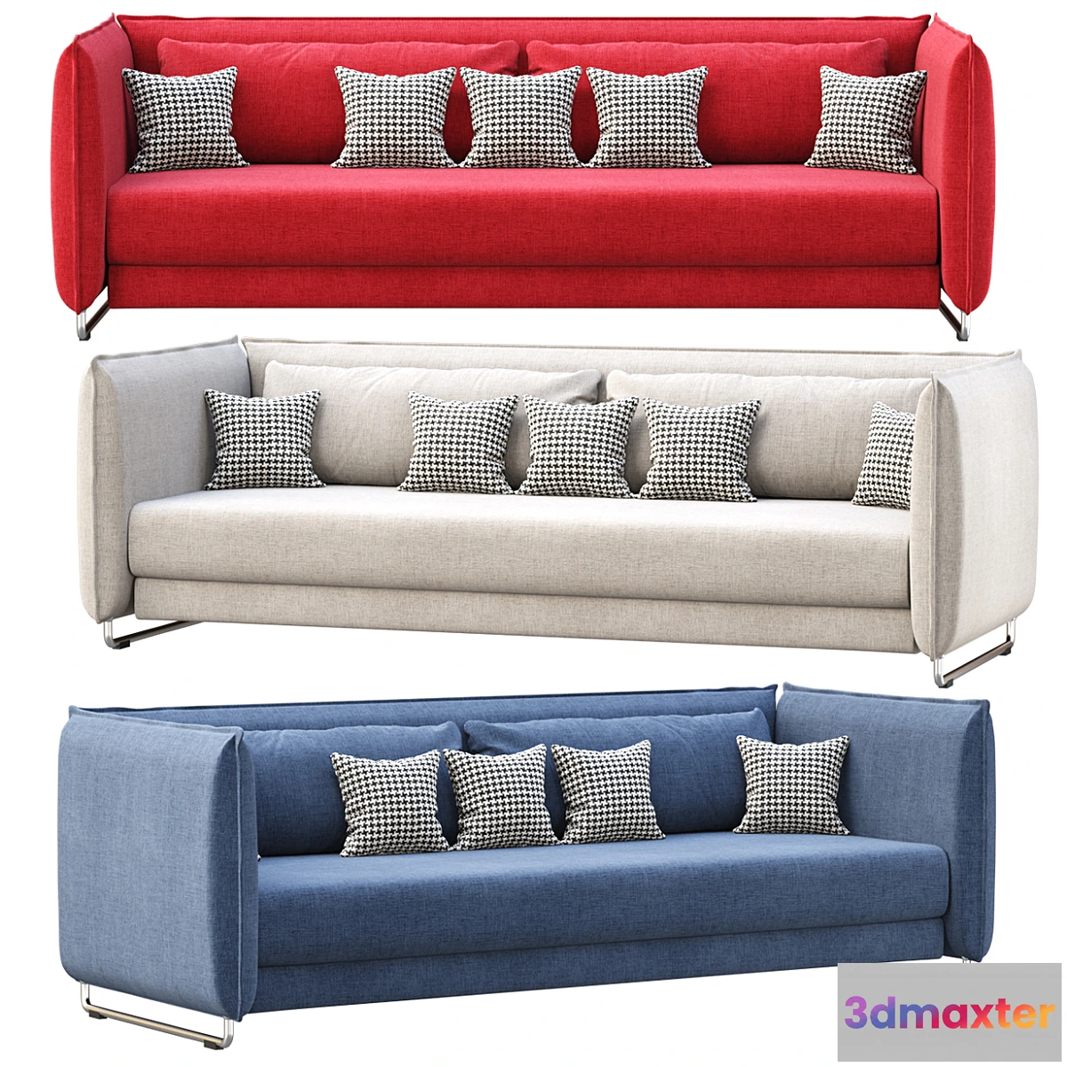 1441024 - Sofa Metro by Softline _ Three-seater fabric sofa 3D Max