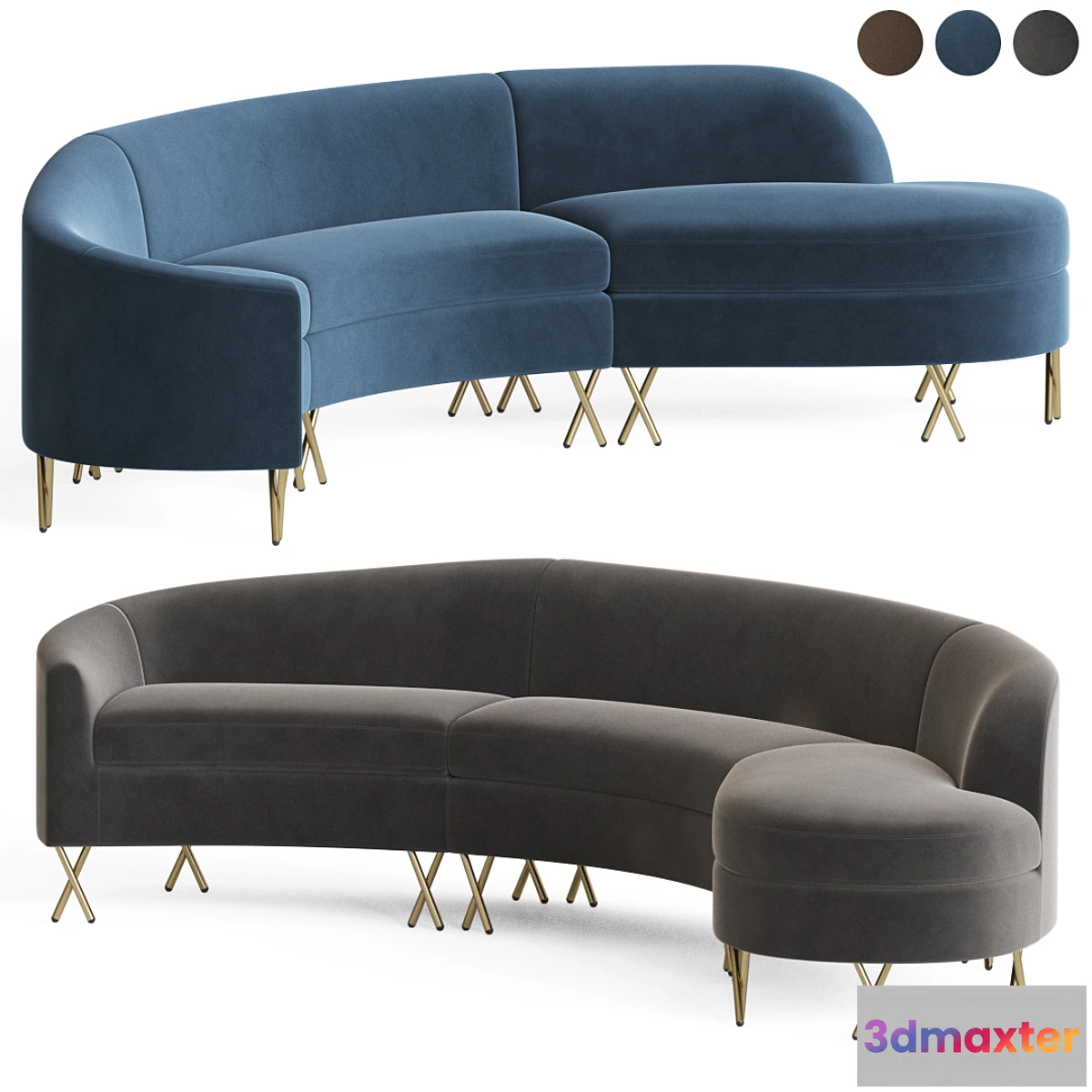 1441036 - Serpentine Sectional Sofa 3D Max