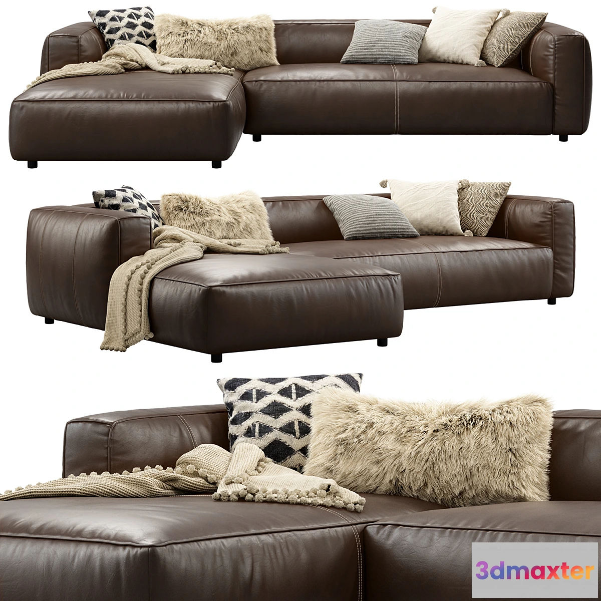 1441830 - Joybird Jaxon Sectional Leather Sofa 3D Max