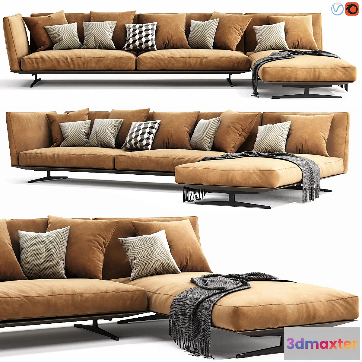 1443856 - Flexform Evergreen Chaise Lounge 3D Max
