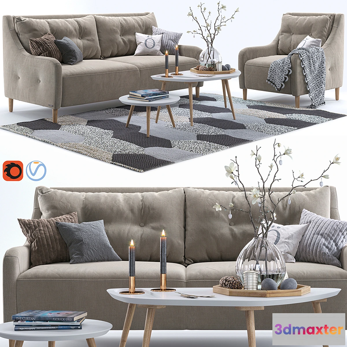 1444868 - Jenson armchair and sofa # 2 3D Max