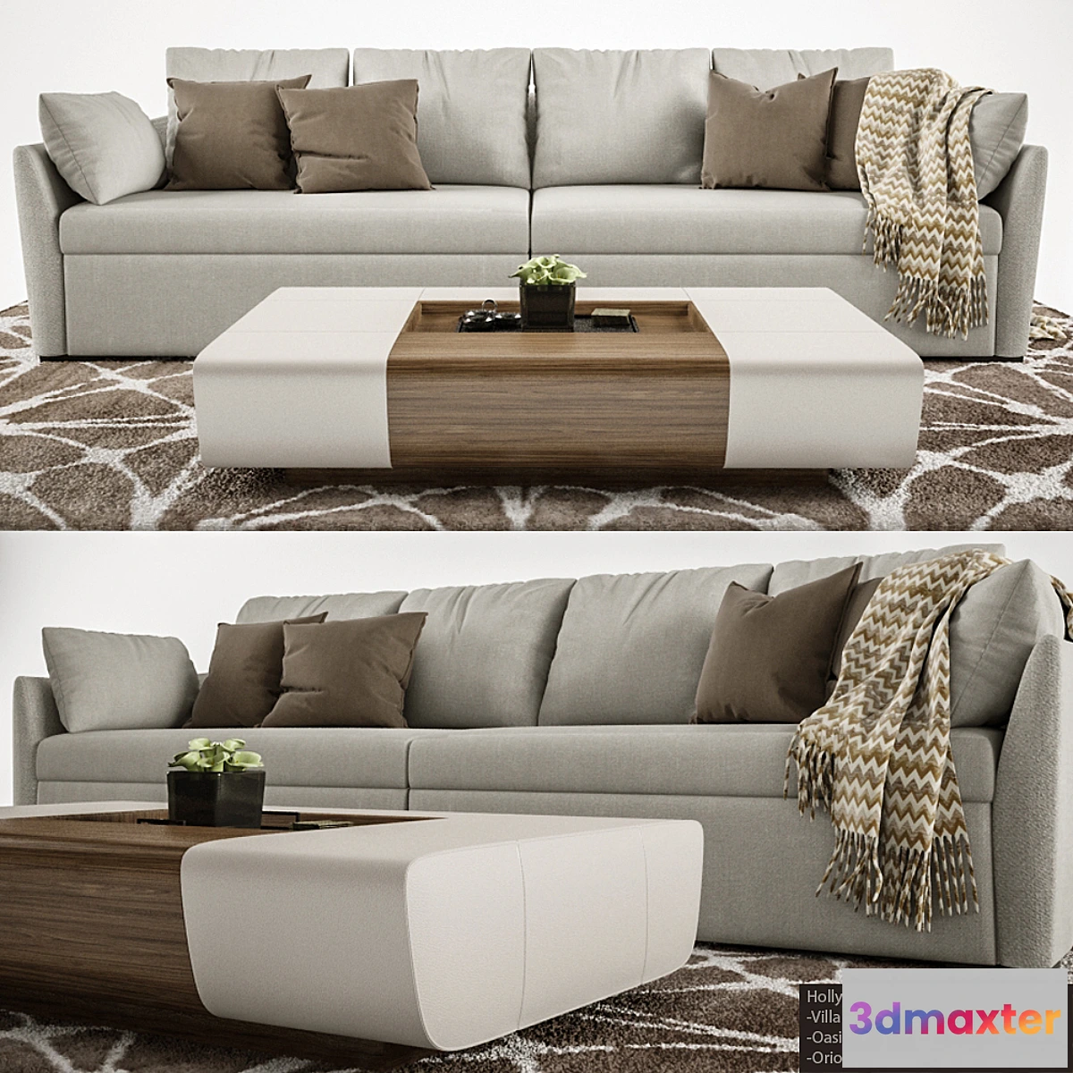 1445002 - Holly Hunt Ville sofa + Oasis cocktail table 3D Max