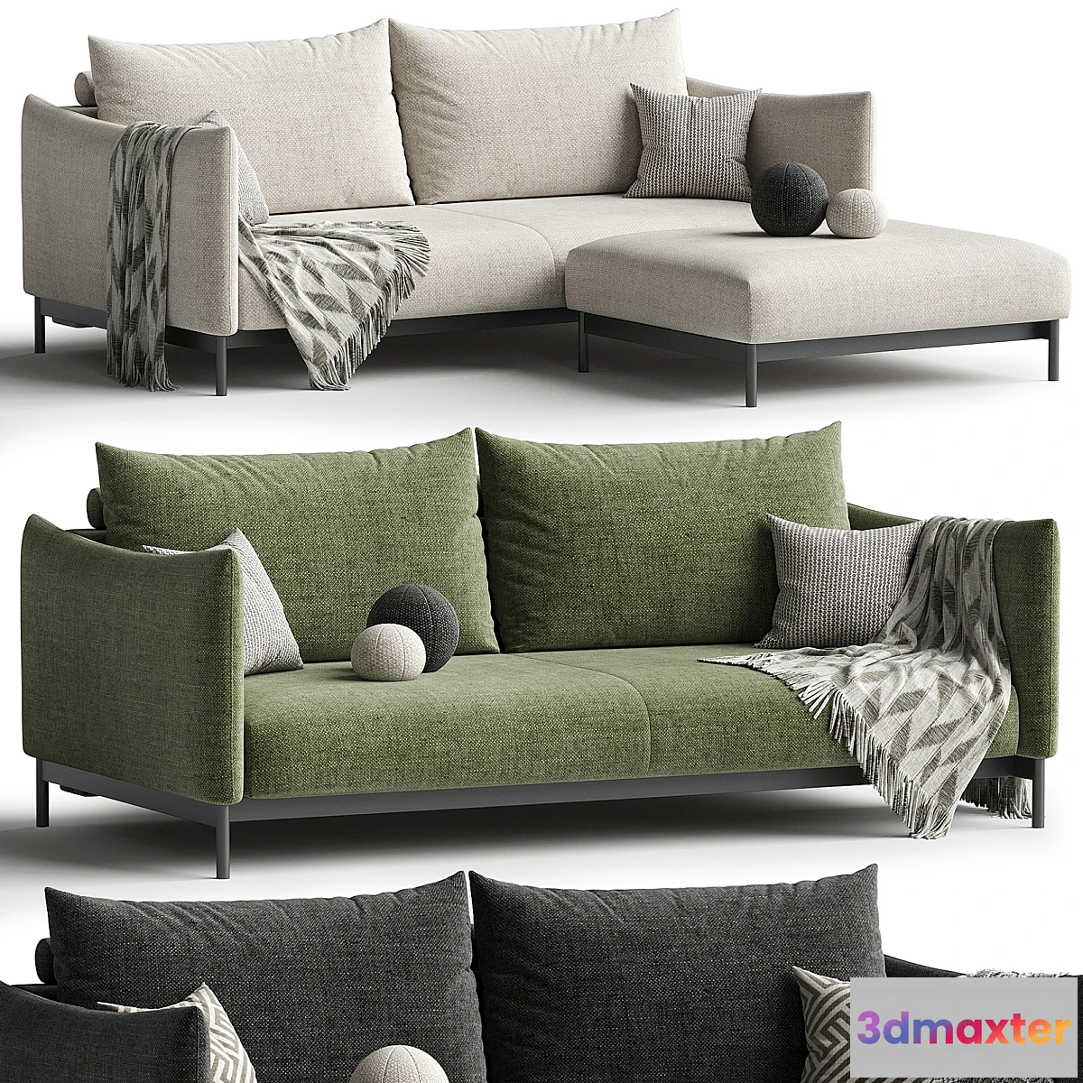 1445996 - Schlafsofa Malloy Metall schwarz 3D Max