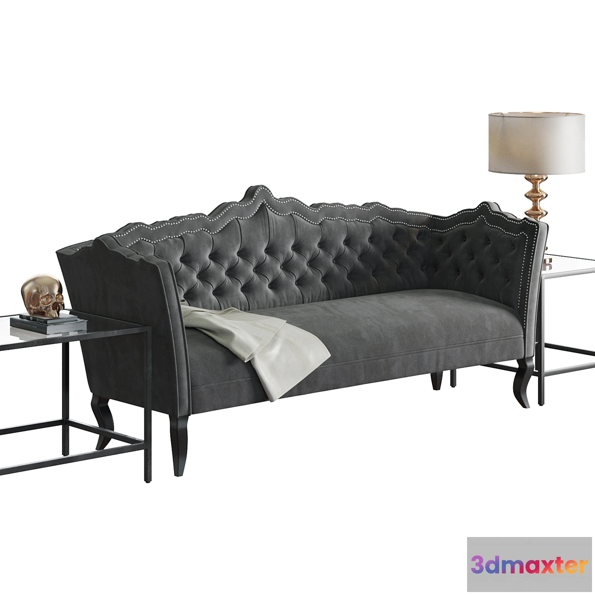 1446234 - Brooks Gray Velvet Sofa 3D Max