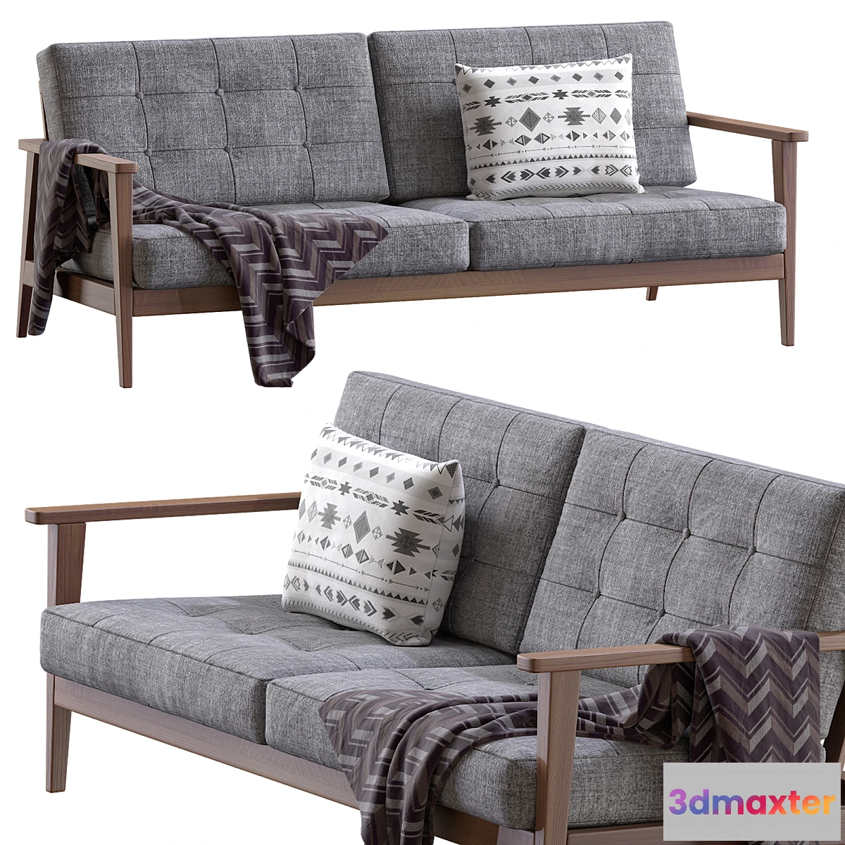 1446284 - The Mid Century Show Wood Sofa 3D Max